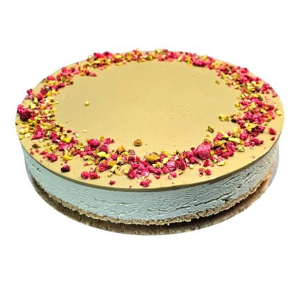 Cheesecake malina-pistácia